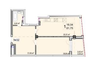 1-кімнатна 61.75 м² в ЖК Costa fontana від 39 210 грн/м², Одеса