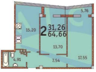 2-кімнатна 64.66 м² в ЖК Costa fontana від 35 640 грн/м², Одеса