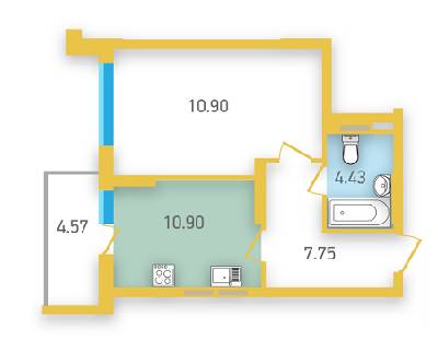 1-кімнатна 42.23 м² в ЖК Friendly House від 23 600 грн/м², Київ