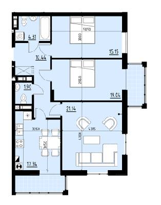 3-комнатная 89.32 м² в ЖК Globus Comfort от 13 250 грн/м², Львов