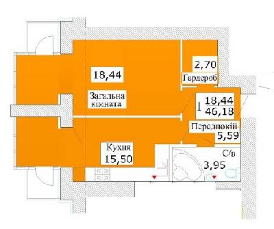 1-комнатная 46.18 м² в ЖК Теплый стан от застройщика, г. Ирпень