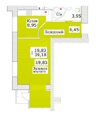 1-комнатная 39.18 м² в ЖК Теплый стан от застройщика, г. Ирпень