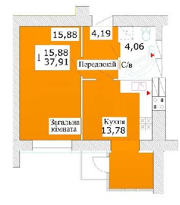 1-комнатная 37.91 м² в ЖК Теплый стан от застройщика, г. Ирпень