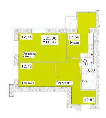 2-комнатная 60.47 м² в ЖК Теплый стан от 11 500 грн/м², г. Ирпень