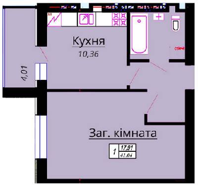 1-комнатная 41.04 м² в ЖК Green Life от 15 550 грн/м², г. Ирпень