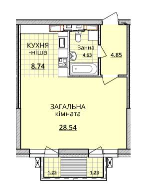 1-комнатная 47.5 м² в ЖК ObolonSky от застройщика, Киев