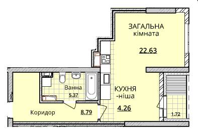 1-комнатная 41.91 м² в ЖК ObolonSky от застройщика, Киев