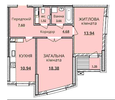2-комнатная 61.6 м² в ЖК ObolonSky от застройщика, Киев