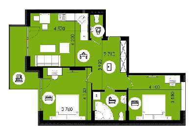 2-комнатная 68.9 м² в ЖК Royal Park от 13 600 грн/м², г. Дубляны