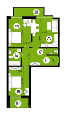 2-кімнатна 77.49 м² в ЖК Royal Park від 15 500 грн/м², м. Дубляни