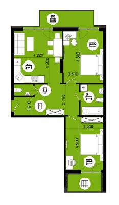 2-комнатная 77.49 м² в ЖК Royal Park от 13 600 грн/м², г. Дубляны