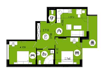 2-комнатная 68.9 м² в ЖК Royal Park от 15 500 грн/м², г. Дубляны