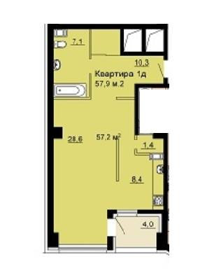 1-кімнатна 57.9 м² в ЖК SkyCity від 13 000 грн/м², Дніпро