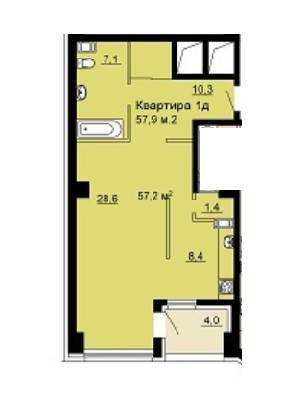 1-комнатная 57.9 м² в ЖК SkyCity от 13 000 грн/м², Днепр