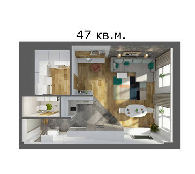 1-комнатная 47 м² в ЖК Smart House от 38 890 грн/м², Киев
