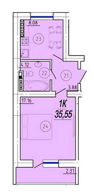 1-комнатная 35.55 м² в ЖК Solaris от 14 680 грн/м², с. Крыжановка