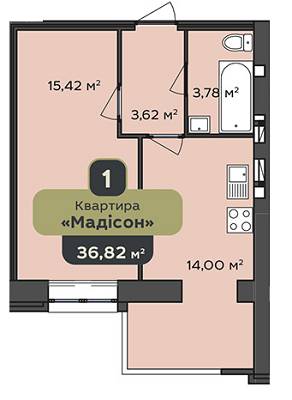 1-кімнатна 36.82 м² в ЖК Spring Town від 9 000 грн/м², Хмельницький