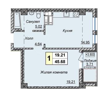 1-комнатная 45.68 м² в КД Малевича, 48 от 50 000 грн/м², Киев