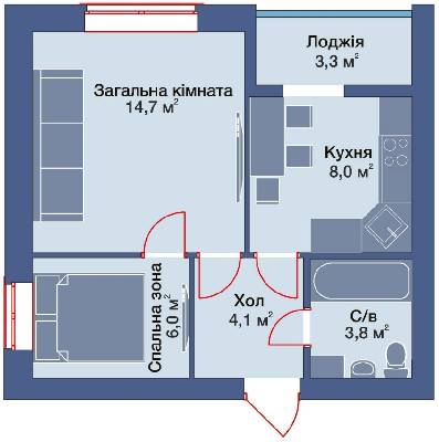 2-комнатная 39.9 м² в КД на Лесной от 14 810 грн/м², г. Ирпень