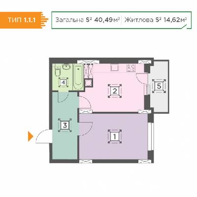 1-комнатная 40.49 м² в ЖК Melody Park от 14 200 грн/м², с. Пролиски