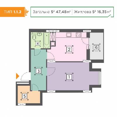 1-комнатная 47.48 м² в ЖК Melody Park от 18 800 грн/м², с. Пролиски