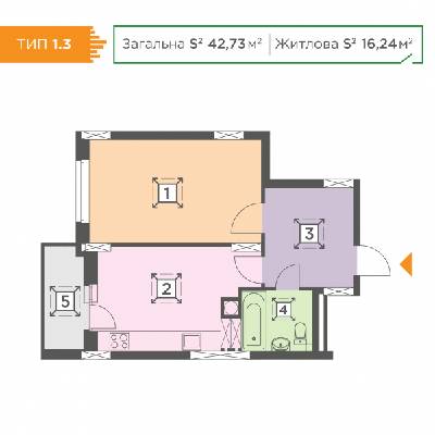 1-комнатная 42.73 м² в ЖК Melody Park от 18 800 грн/м², с. Пролиски
