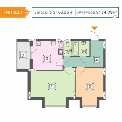 2-комнатная 63.25 м² в ЖК Melody Park от 16 150 грн/м², с. Пролиски
