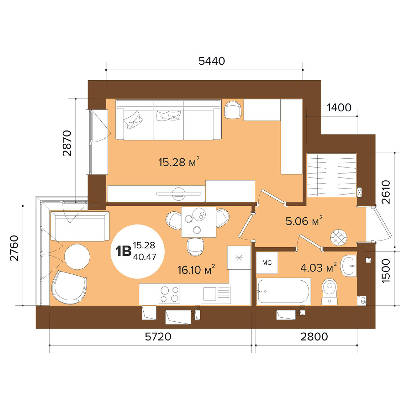 1-кімнатна 40.47 м² в ЖК Фаворит Premium від 26 050 грн/м², м. Ірпінь