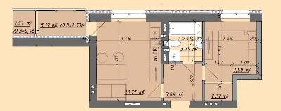 1-комнатная 33.6 м² в ЖК Власна квартира от 32 500 грн/м², Киев