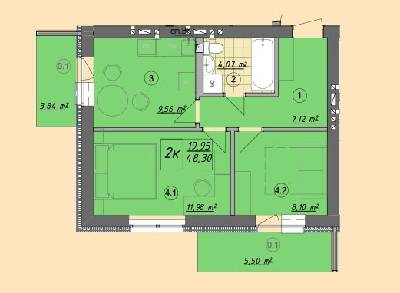 2-комнатная 48.3 м² в ЖК Власна квартира от 32 500 грн/м², Киев