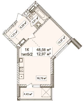 1-комнатная 48.63 м² в ЖК Лукьяновский каскад от 41 213 грн/м², Киев