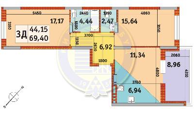 3-комнатная 69.4 м² в Апарт-комплекс в Пуще-Водице от 19 865 грн/м², Киев
