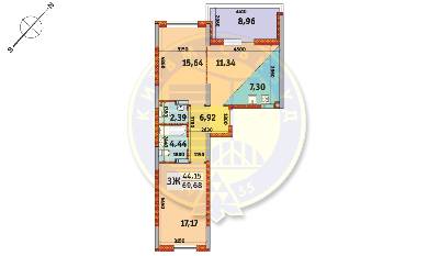 3-комнатная 69.68 м² в Апарт-комплекс в Пуще-Водице от 19 865 грн/м², Киев