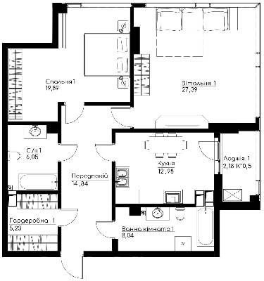 2-комнатная 98.77 м² в ЖК Chicago Central House от 89 600 грн/м², Киев