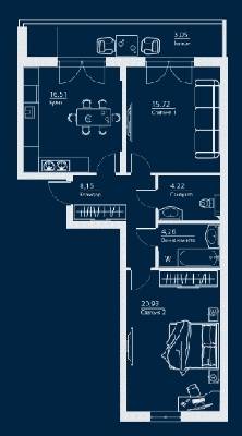 2-кімнатна 72.85 м² в ЖК Einstein Concept House від 43 600 грн/м², Київ