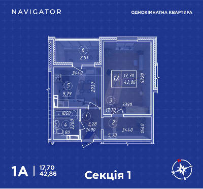 1-комнатная 42.86 м² в ЖК Navigator от 17 500 грн/м², Киев