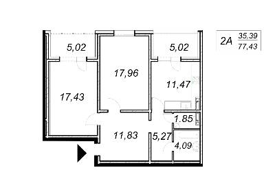 2-кімнатна 77.43 м² в ЖК Ярославичі-2 від 14 500 грн/м², м. Вишгород