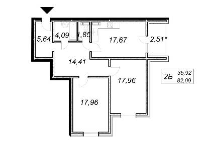 2-кімнатна 82.09 м² в ЖК Ярославичі-2 від 13 750 грн/м², м. Вишгород