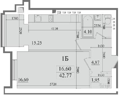 1-кімнатна 42.77 м² в КБ Brick House від 17 000 грн/м², с. Софіївська Борщагівка