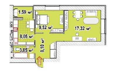 2-комнатная 48.43 м² в ЖК Синергия 2 от 15 500 грн/м², г. Ирпень