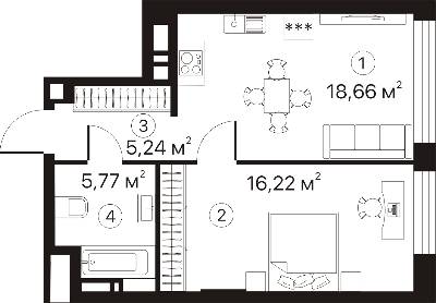1-кімнатна 45.89 м² в ЖК Terracotta від 27 006 грн/м², Київ