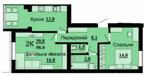 2-кімнатна 58 м² в ЖК Дмитрівський від 15 500 грн/м², с. Дмитрівка