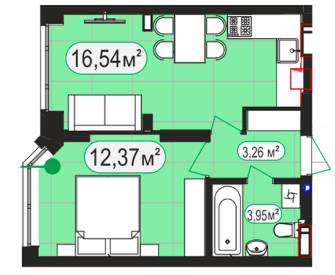 1-комнатная 36.12 м² в ЖК Мюнхаузен 2 от 29 750 грн/м², г. Ирпень