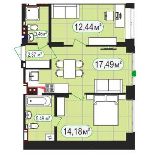 2-кімнатна 55.43 м² в ЖК Мюнхаузен 2 від 25 500 грн/м², м. Ірпінь