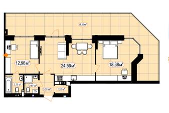 2-кімнатна 81.65 м² в ЖК Мюнхаузен 2 від 22 300 грн/м², м. Ірпінь