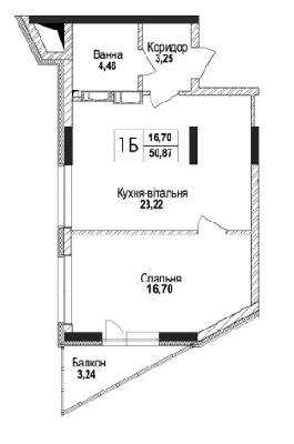 1-кімнатна 51 м² в КБ Concordia від 43 700 грн/м², Київ
