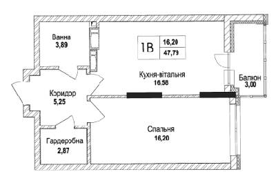 1-кімнатна 47.79 м² в КБ Concordia від 43 700 грн/м², Київ