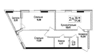 2-комнатная 71.4 м² в КД Concordia от 39 950 грн/м², Киев