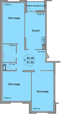 3-кімнатна 97.85 м² в ЖК Святобор від 33 500 грн/м², Київ