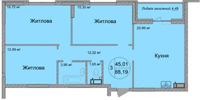 3-комнатная 80.8 м² в ЖК Святобор от 35 815 грн/м², Киев